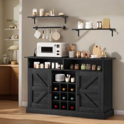 Alternative view of YITAHOME Buffet Cabinet, 47 Farmhouse Coffee Bar with Power Outlet, Floating Shelves, Multi-Functional Storage Sideboard Cabinet for Kitchen and Living Room (Rustic Brown)