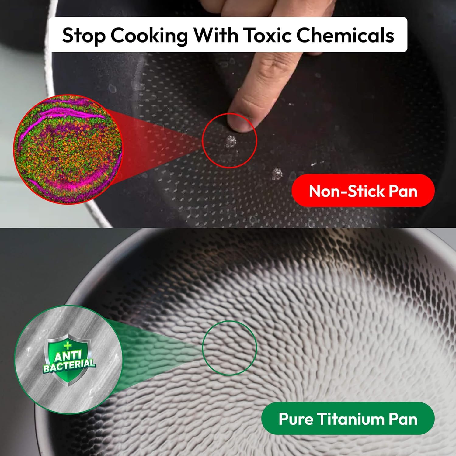 2025 Upgraded Titancore Frying Pan 10, Titancore Titanium Frying Pan, 100% Titanium Pro Hammered Pans for Cooking, Naturally Non-Stick with Minimum Oil & with Lid (10.23in, No Lid) - Image 3