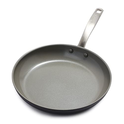 GreenPan Chatham Hard Anodized Healthy Ceramic Nonstick, 12 Frying Pan Skillet with Lid, PFAS-Free, Dishwasher Safe, Oven Safe, Gray
