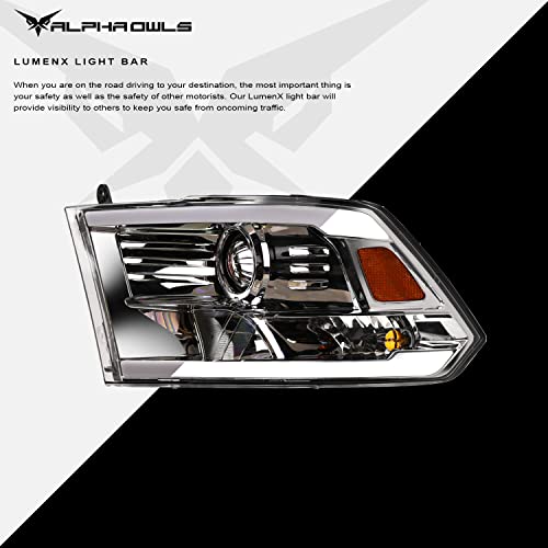 Alpha Owls 8710401 Crystal Headlights With Switchback Sequential LED Light Bar & Startup Light – Black Amber Fits 2009-2018 Dodge Ram 1500 2500 3500/2019-2023 Classic Halogen Models - Image 15