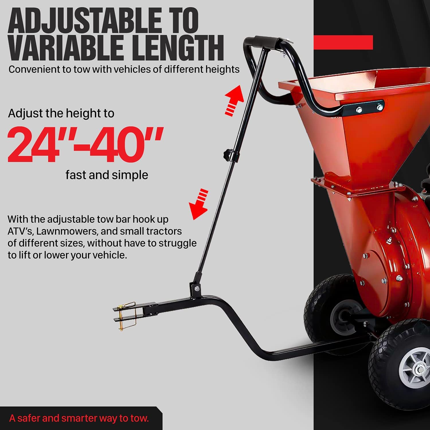 GreatCircleUSA Universal Wood Chipper Shredder Mulcher Tow Bar Kit PRO Heavy Duty Adjustable Accessory, Landworks, SuperHandy, Harbor Freight, Tazz & Earthquake (Wood Chipper NOT Included) - Image 3