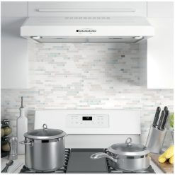 Alternative view of GE – 30 Convertible Range Hood – White on white