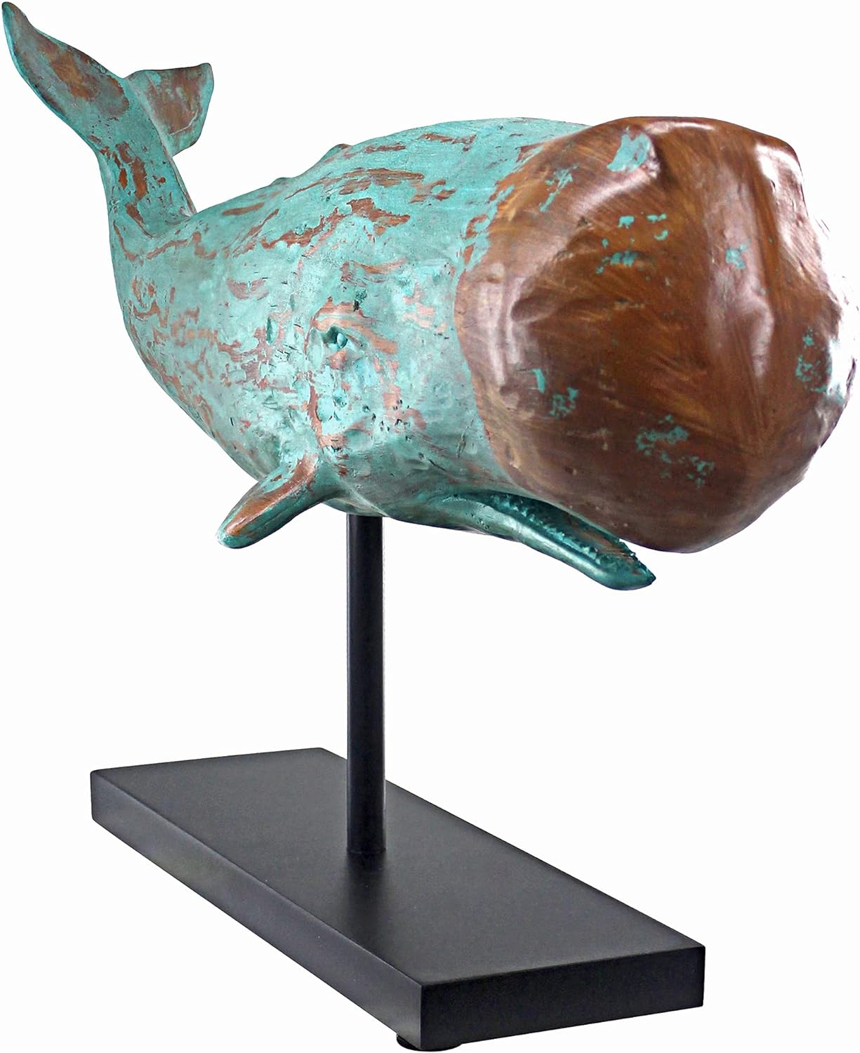Design Toscano SD1120725 Folk Art Faux Wood Whale Statue on Display Stand, 30 Inch, Blue - Image 3