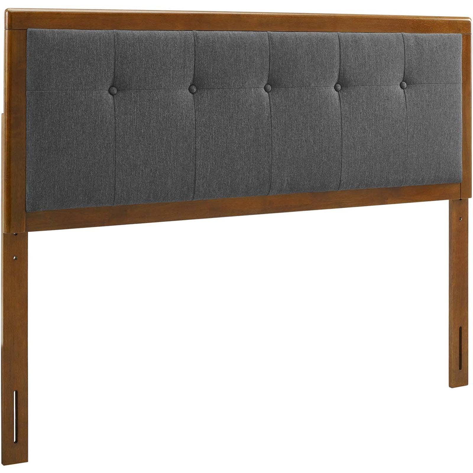 Modway Draper Tufted Queen Fabric and Wood Headboard – Walnut Charcoal