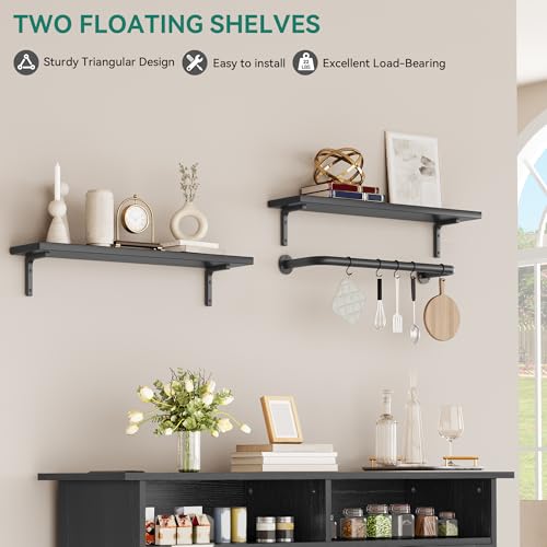 YITAHOME Buffet Cabinet, 47 Farmhouse Coffee Bar with Power Outlet, Floating Shelves, Multi-Functional Storage Sideboard Cabinet for Kitchen and Living Room (Rustic Brown) - Image 23