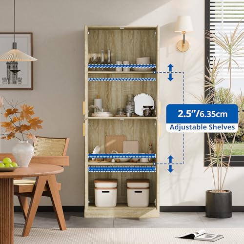 Cozy Castle Kitchen Pantry Cabinet, 71 Tall Wood Storage Cabinet with Doors and Shelves 4 Doors Freestanding Cupboard Utility Hutch for Dining Room Living Room Bathroom Furniture, Gray - Image 31