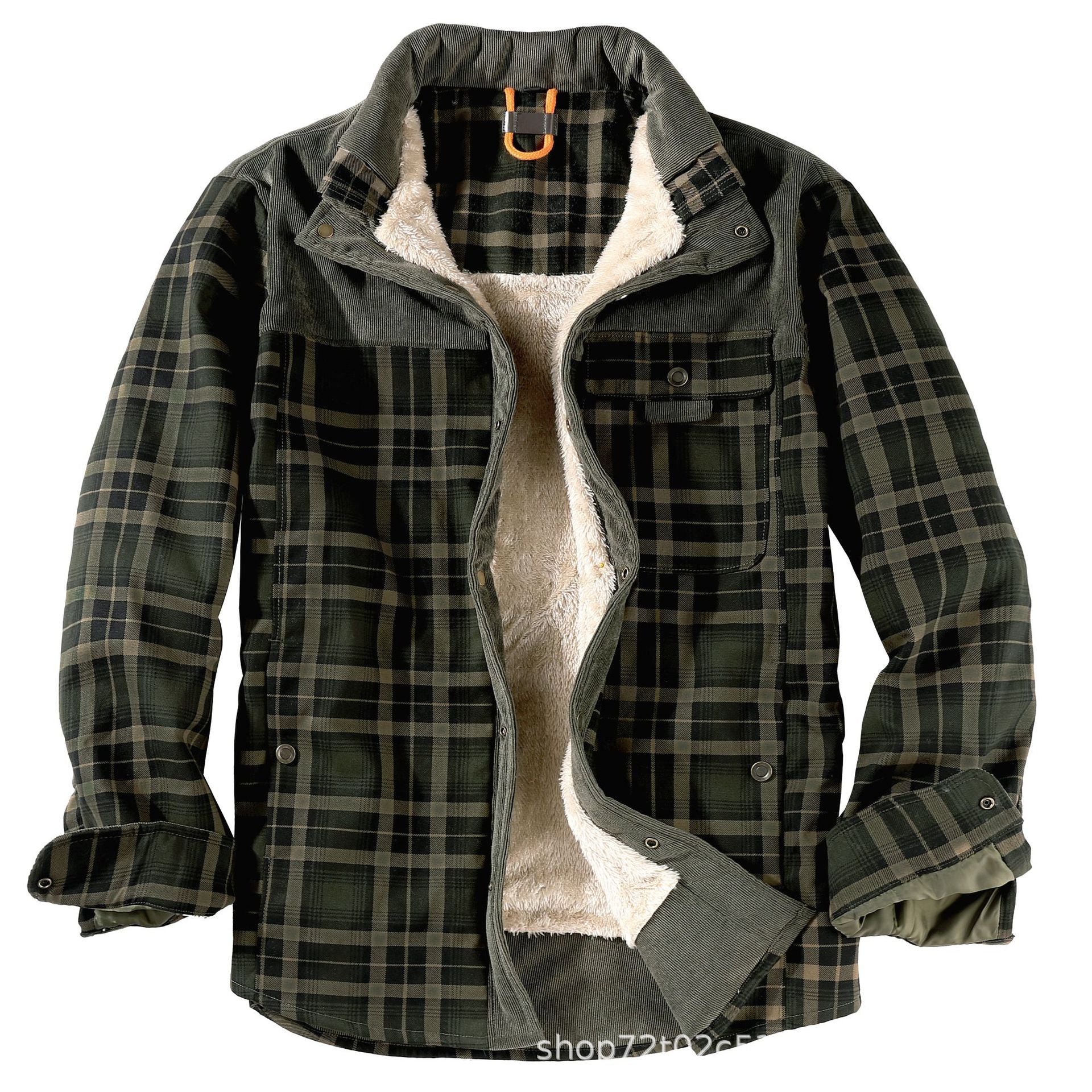 Men’s Winter Plaid Sherpa Lined Jacket - Image 5