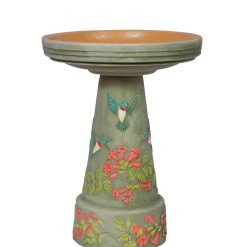 Burley Clay Hummingbird Bird Bath Set