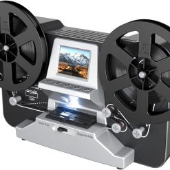 8mm  Super 8 Reels to Digital MovieMaker Film Scanner Converter, Pro Film Digitizer Machine with 2.4 LCD, Silver (Convert 3 inch and 5 inch Film reels into Digital) with 32 GB SD Card