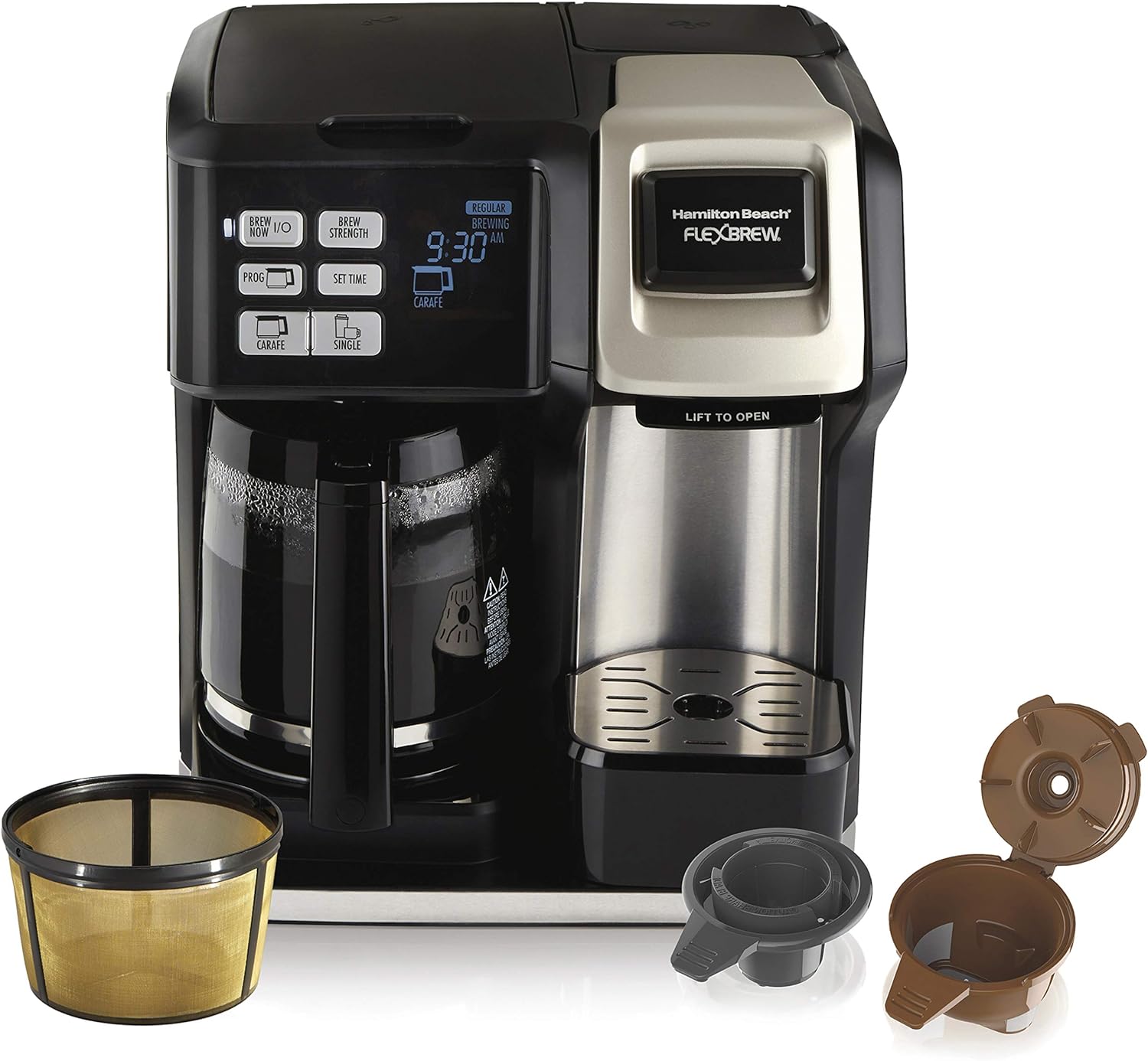 Hamilton Beach FlexBrew Trio 2-Way Single Serve Coffee Maker & Full 12c Pot, Compatible with K-Cup Pods or Grounds, Combo, Black and Stainless - Image 2