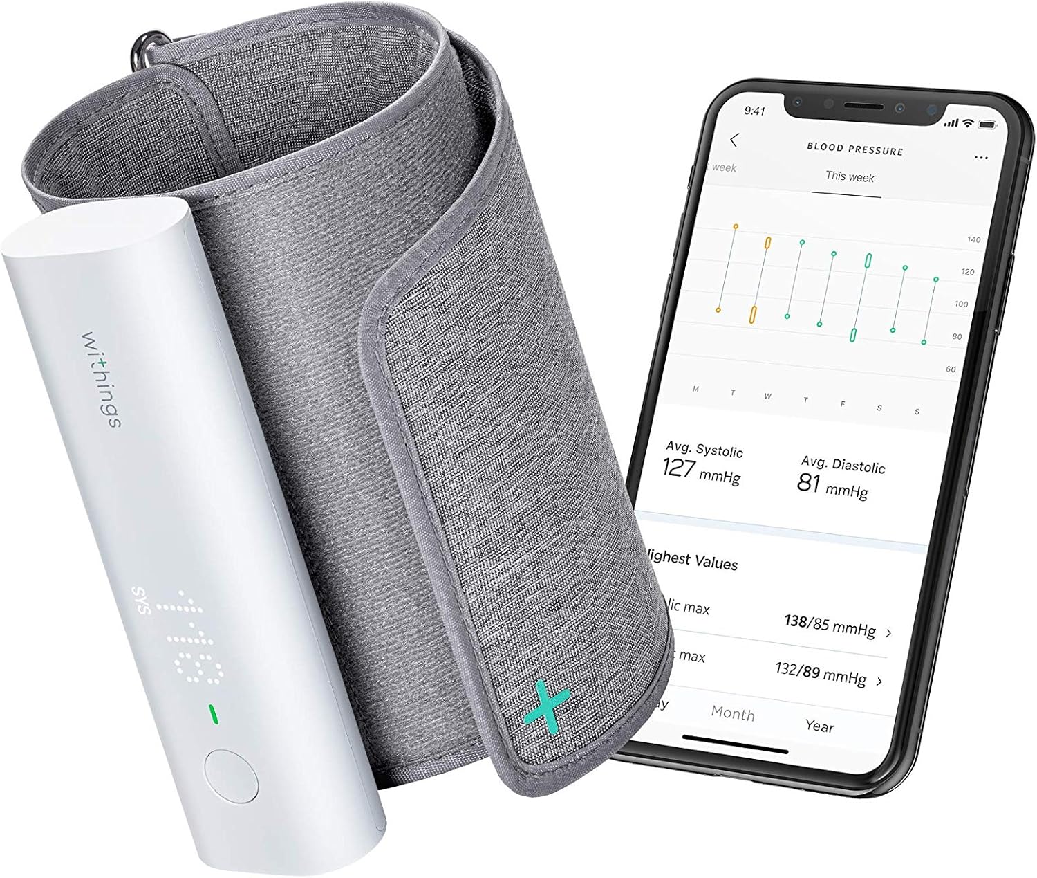 Withings BPM Connect, Wi-Fi Smart Blood Pressure Monitor: Medically Accurate, FSA/HSA Eligible, Connects Easily to app for iOS & Android, Grey - Image 2