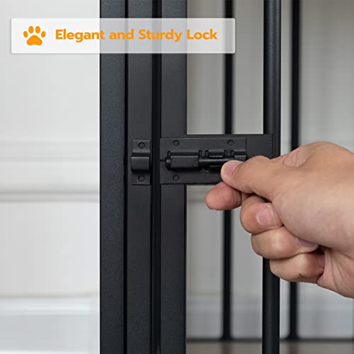 HOOBRO Dog Crate Furniture, Wooden Dog House, Decorative Dog Kennel with Drawer, Indoor Pet Crate End Table for Small Dog, Steel-Tube Puppy Cage, Chew-Proof, Greige BG01GW03 - Image 9