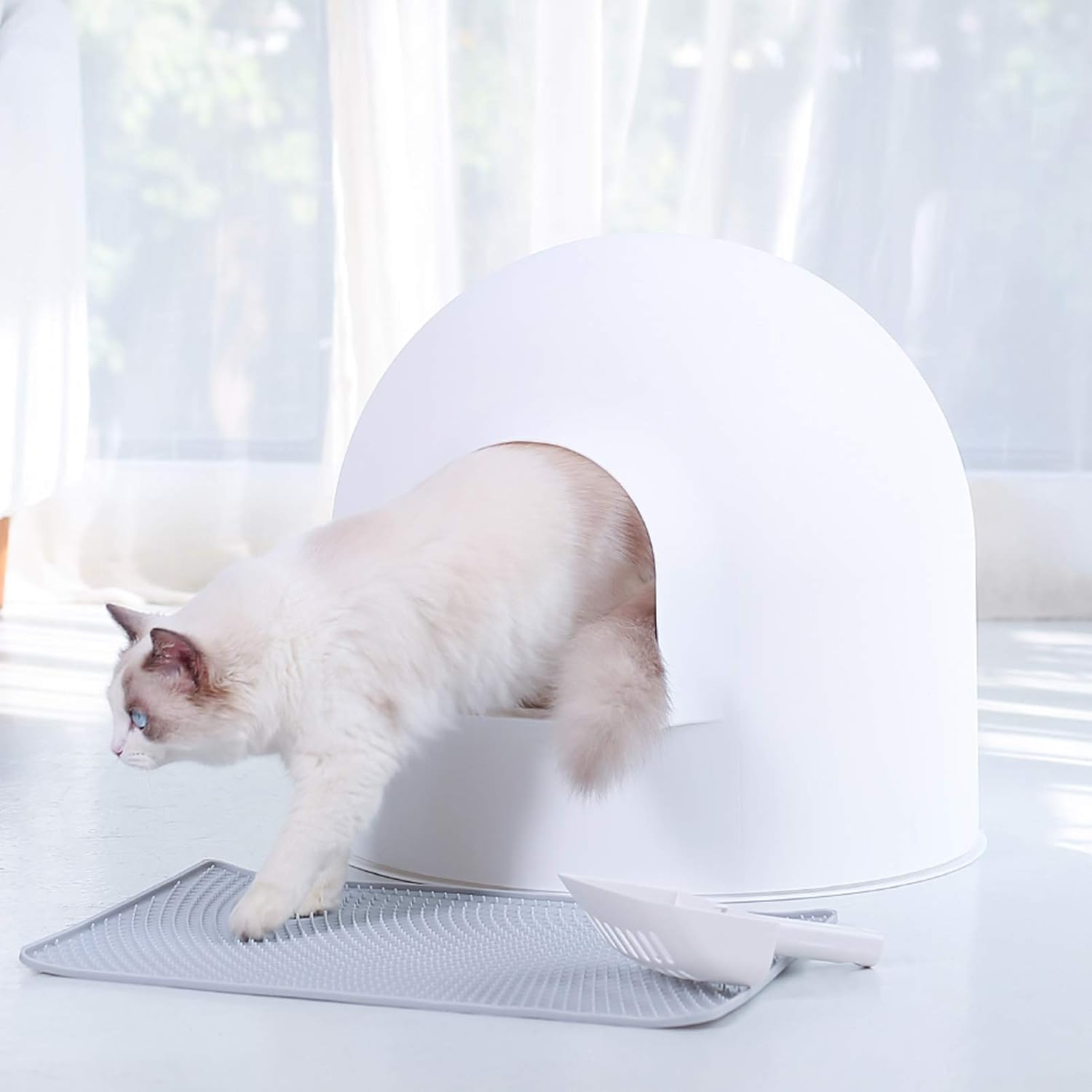 pidan Igloo Cat Litter Box Dome Litter Box Extra Large Igloo Litter Box Dog Proof Kitty Litter Box Furniture with Modern Minimalist Design, Litter Box Furniture Dot Design Award 2016 - Image 8