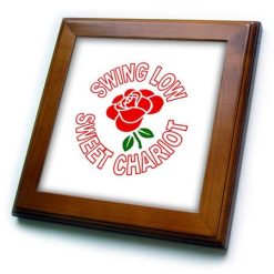 3dRose Single Red Rose and Sweet Chariot Anthem – Framed Tiles (ft-376705-1)