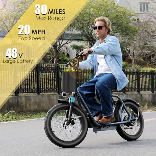 Caroma Peak 800w Electric Scooter Adults 20X3 Fat Tire, 20 MPH Top Speed & 30 Miles Range, Off-Road E Scooter w/Adjustable Seat & Detachable Basket, Foldable Ebike w/Shock Absorption for Commuting - Image 10