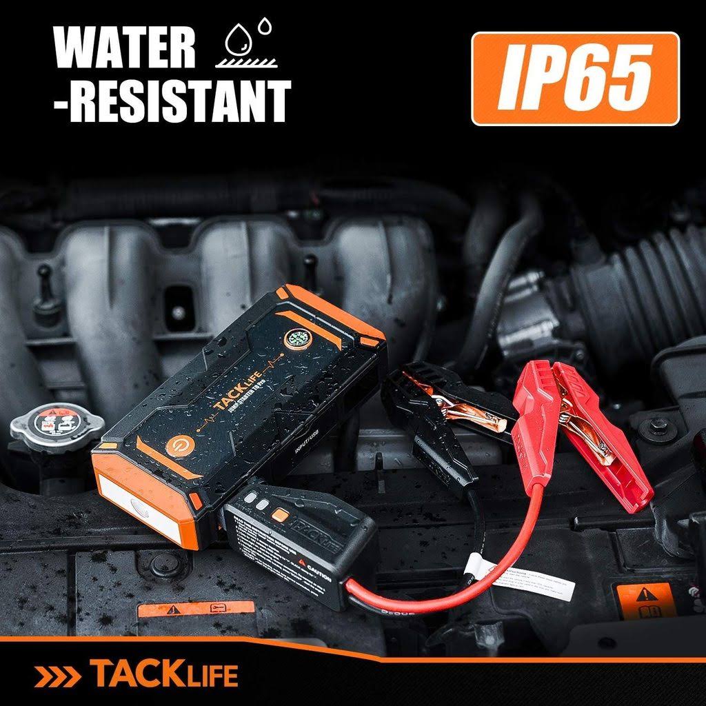 Tacklife T8 Pro 1200A Peak 18000mAh Water-Resistant Car Jump Starter with LCD Screen, Orange - Image 6
