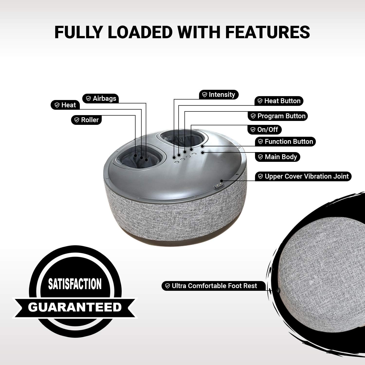 Ottoman Foot Massager by Ottossage, Massaging Ottoman with Removable Lid Provides Air Compression, Shiatsu kneading, Intense Vibration and Heat Therapy. Extra Powerful with Upgraded li-ion Battery. - Image 3