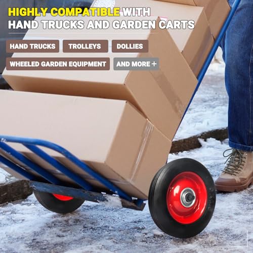 (2-Pack) AR-PRO 6?? x 1.5?? Flat Free Solid Rubber Wheel Assemblies – Replacement Hand Truck Wheels with Ball Bearings and 5/8?? Bore Hole Diameter – Heavy-Duty Solid Rubber Wheels 132 lbs Load Capacity - Image 4