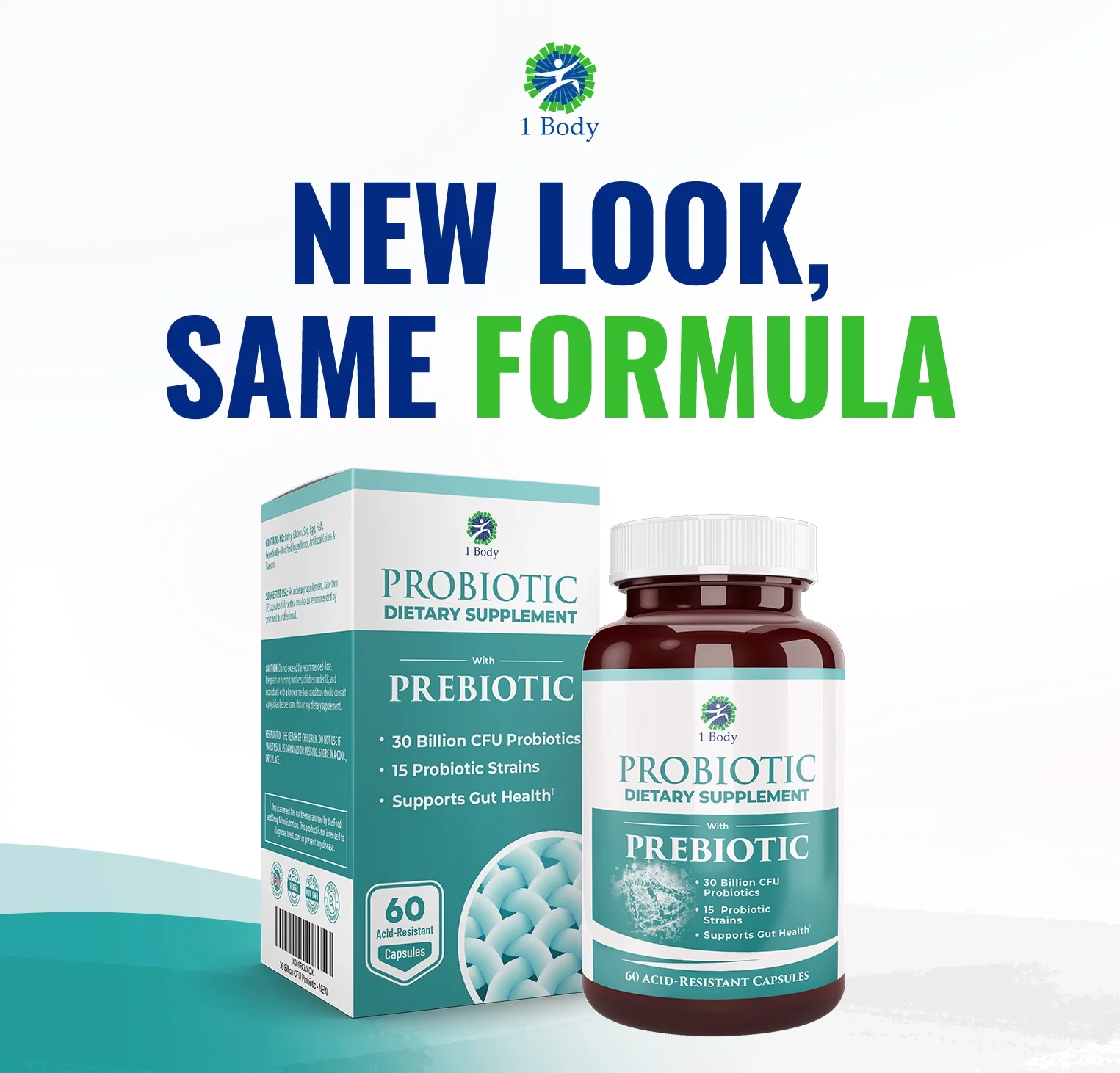 (2 bottles) 1 Body Probiotic 30 Billion CFU Supplement with Prebiotics with 120 Acid Resistant Vegan Capsules to Promote Gut Health & Support Immune System for Men and Women - Image 4