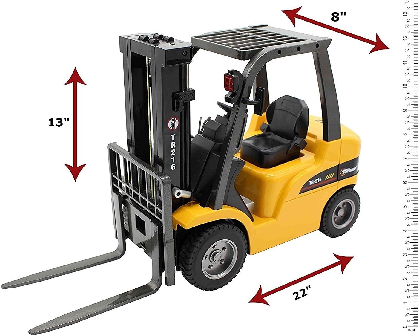 Top Race Jumbo Remote Control Forklift 13 Inch Tall, 8 Channel Full Functional Professional RC Forklift Construction Toys, High Powered Motors, 1:10 Scale – Heavy Metal – (TR-216) - Image 7