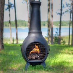 The Blue Rooster Cast Aluminum Prairie Chiminea in Charcoal