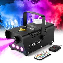 Fog Machine – Smoke Machine with 12 Colorful LED Lights Effect, 2000CFM Smoke Machine Fog Halloween with Wired and Wireless Remote Control, Ideal for Outdoor, Wedding, Parties, and DJ Stage