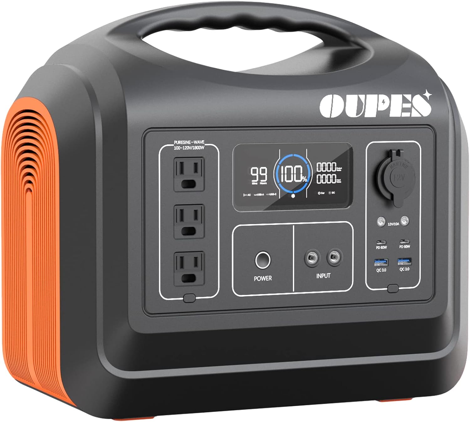 OUPES Portable Power Station 1800W, Solar Generator 1488Wh (465000 mAh) LiFePO4 Battery Backup with 120V (4000W Peak) AC Outlets, 4000+ Cycle Emergency Power Generator for Home Use, Camping