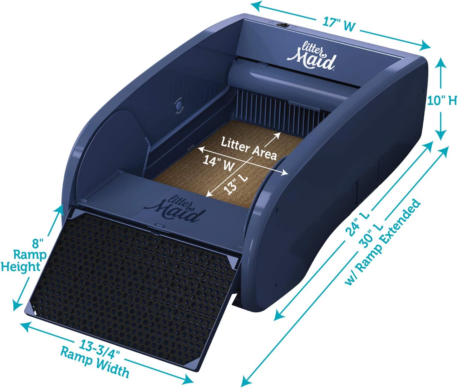 LitterMaid Single Cat Self-Cleaning Litter Box, Blue - Image 3