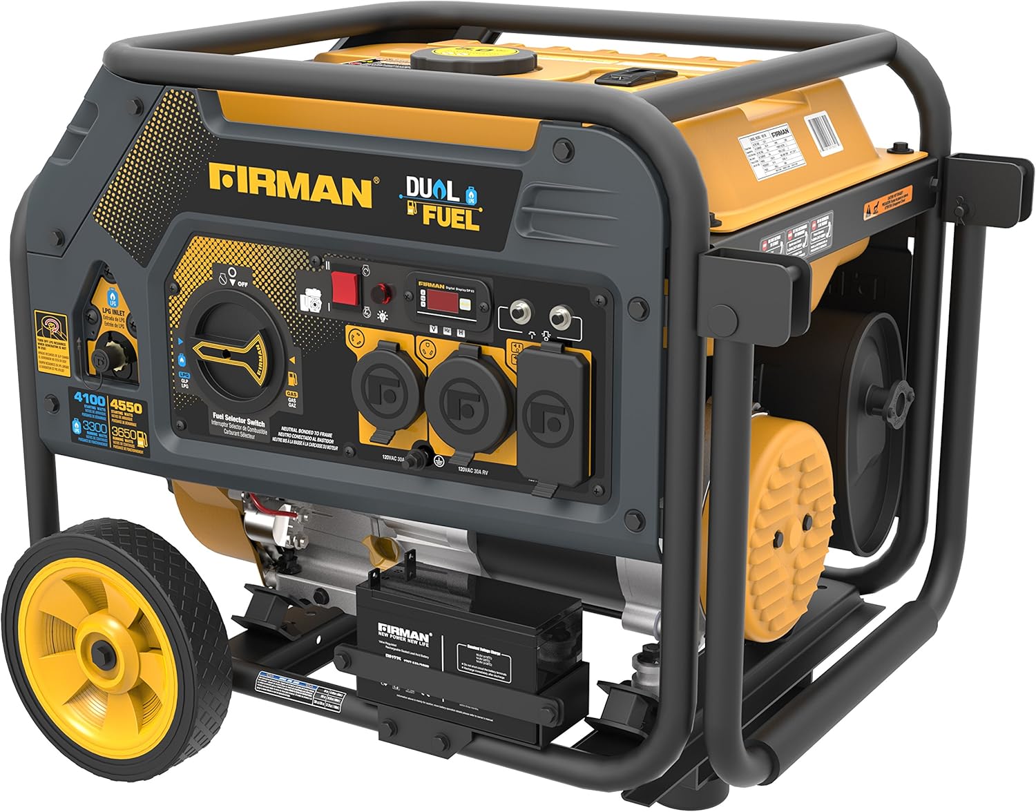 Firman Hybrid Series H03651 3650/4550 Watt Dual Fuel Generator, Yellow - Image 3