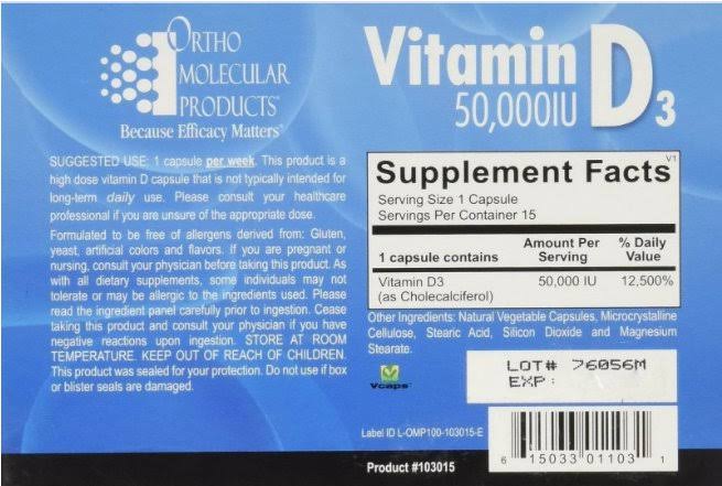 Vitamin D3 50000 IU Blister Pack 10 Pks Ortho Molecular - Image 2