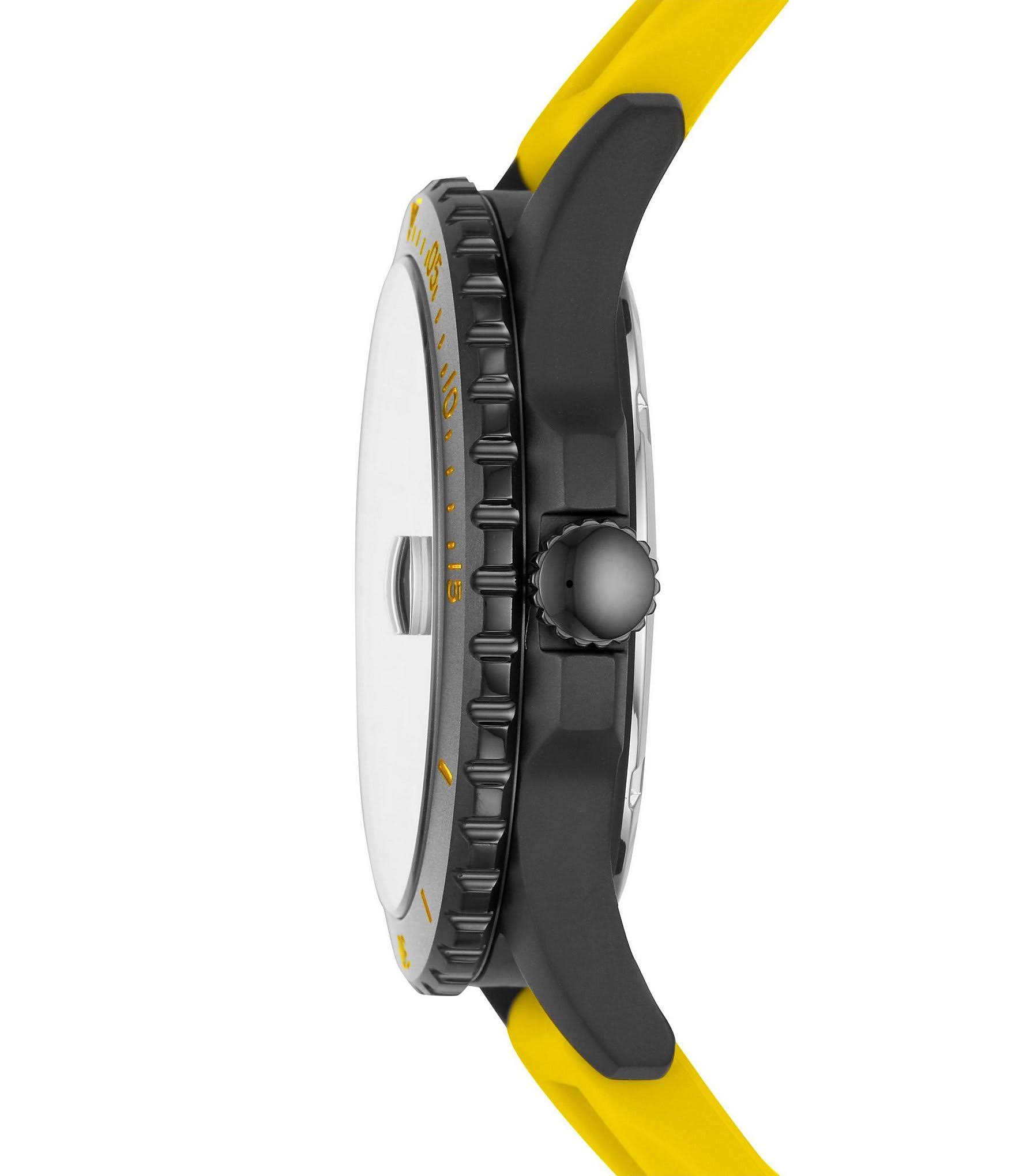 Fossil Mens FB01 ThreeHand Date Yellow Silicone Watch Yellow - Image 2