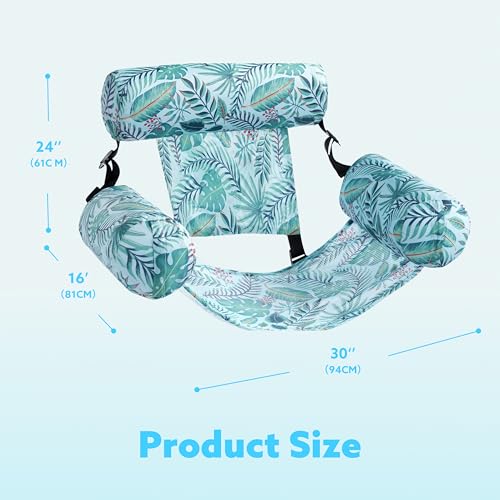 Sloosh Pool Floats Chairs Adult,Inflatable Pool Lounge,Plant Pattern Floating Mat Hammock,Blow up Water Chairs Noodles rafts for Party Summer Water Beach Fun - Image 10