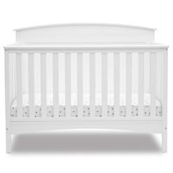 Delta Children Archer Solid Panel 4-in-1 Convertible Baby Crib – Greenguard Gold Certified, Bianca White