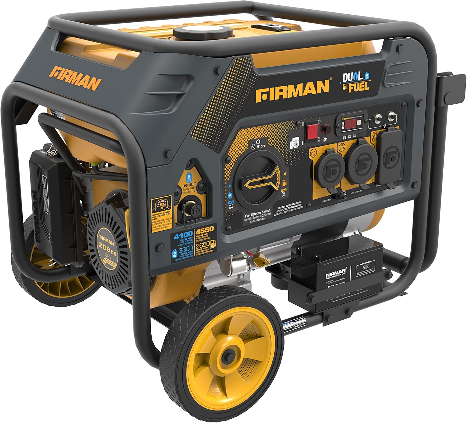 Firman Hybrid Series H03651 3650/4550 Watt Dual Fuel Generator, Yellow - Image 2