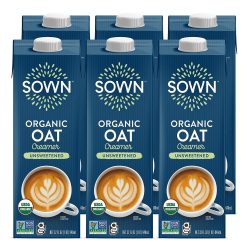 SOWN Organic Oat Creamer Unsweetened – Barista Oat Milk Non Dairy Coffee Creamer – Plant Based, Dairy-Free, Vegan, 0g Added Sugar, Gluten-Free, Non-GMO, Shelf Stable – 32oz (Pack of 6)