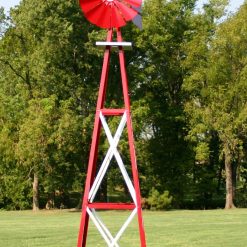 Outdoor Water Solutions 12-Foot Red and White Powder Coated Backyard Windmill