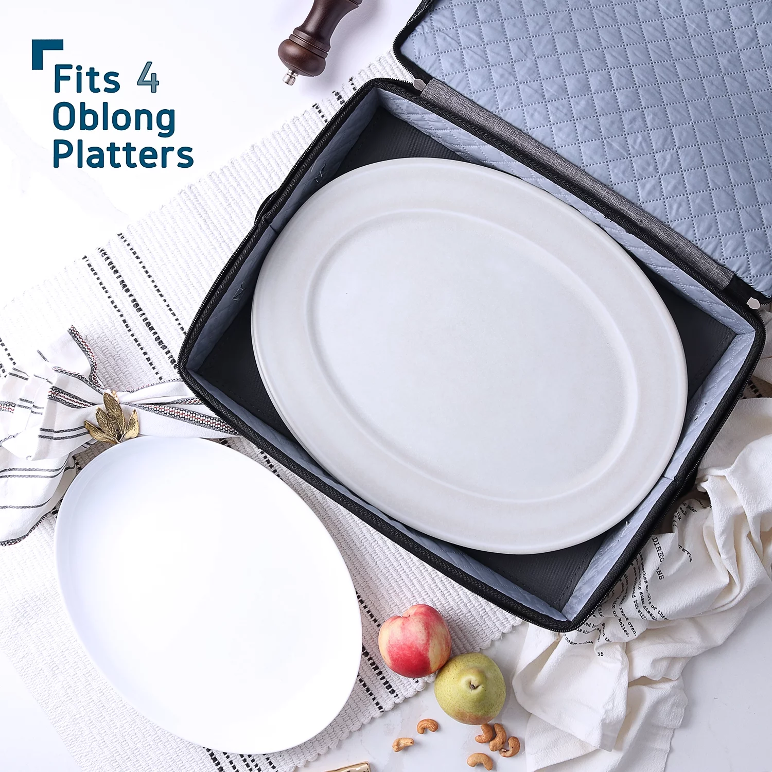 StorageBud Dinnerware Storage Container Set for Plate, Cup, Flatware, Stemware, & Platter Sets- Gray ( 8pc) - Image 6