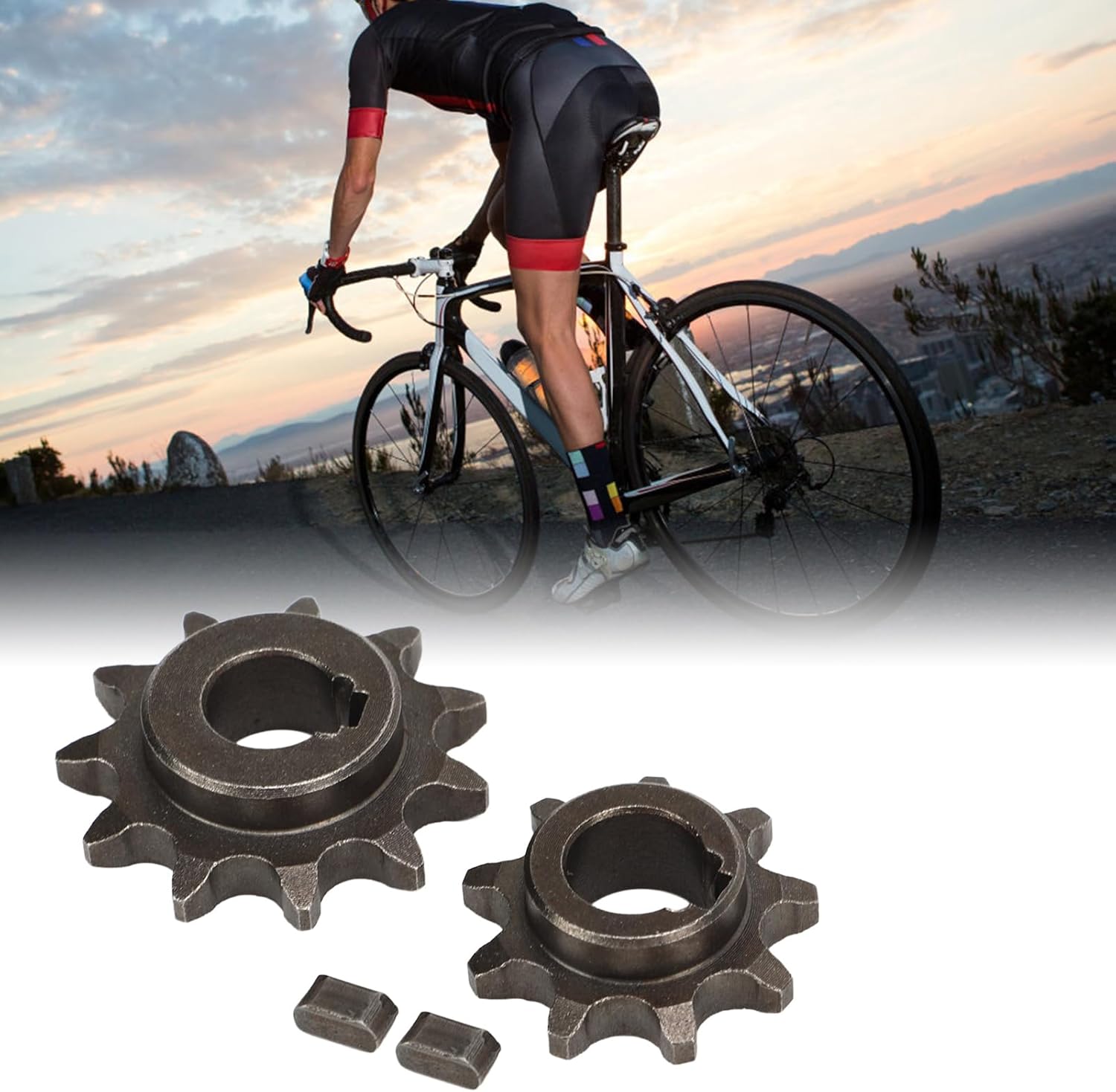 Pocket Bike Sprocket, 9 Teeth 11 Teeth Pinion Gear Motor Bicycle Chain Wheel, 11T Freewheel Gear Motor Universal for Bicycle, Front Rear Motor Gear Kit Carbon Steel Gear Set - Image 4