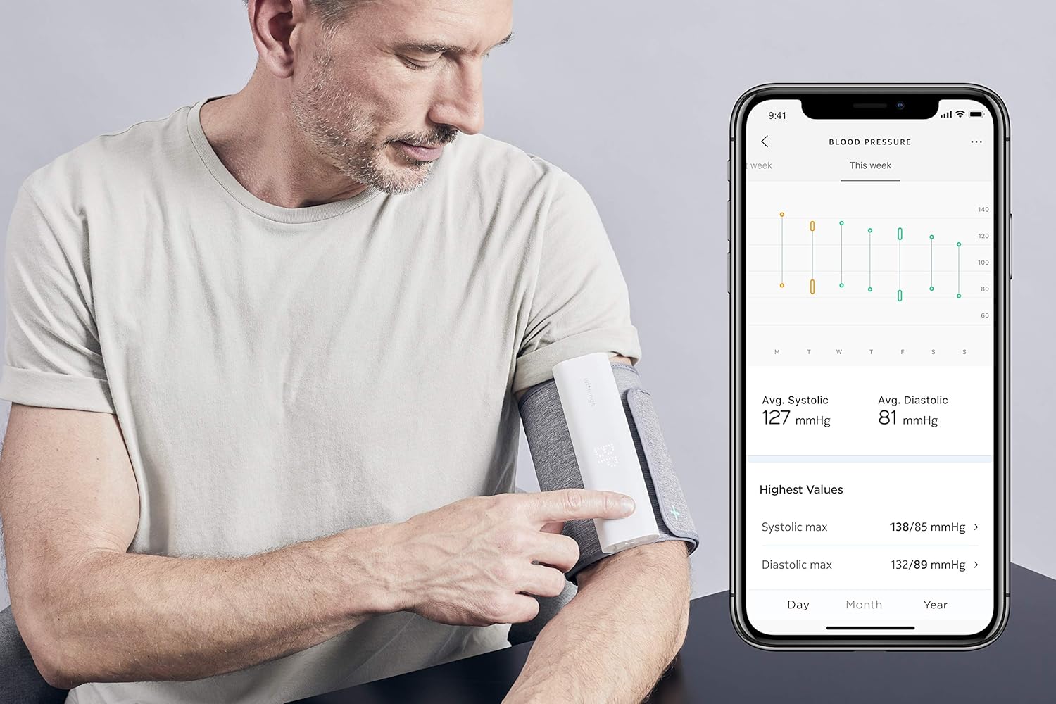 Withings BPM Connect, Wi-Fi Smart Blood Pressure Monitor: Medically Accurate, FSA/HSA Eligible, Connects Easily to app for iOS & Android, Grey - Image 3