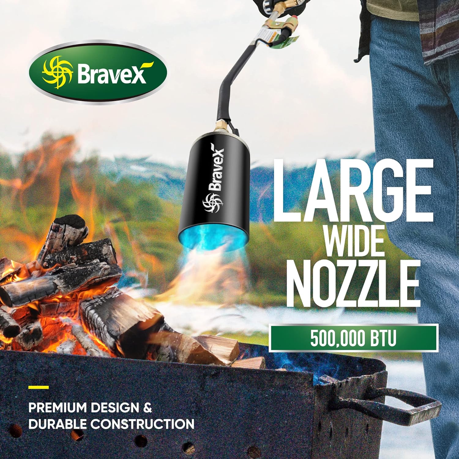 Propane Torch Weed Burner High Output 500,000 BTU, Heavy Duty Weed Torch Wand with Turbo Trigger Push Button Igniter (Piezo Electric Ignition) and 6.5 ft Hose (cCSAus certified) - Image 4