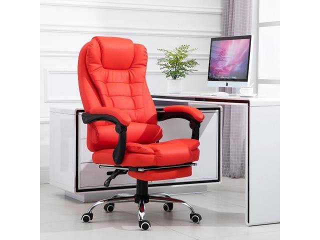 HOMCOM Reclining PU Leather Executive Home Office Chair with Footrest – Red - Image 7
