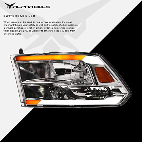 Alpha Owls 8710401 Crystal Headlights With Switchback Sequential LED Light Bar & Startup Light – Black Amber Fits 2009-2018 Dodge Ram 1500 2500 3500/2019-2023 Classic Halogen Models - Image 21