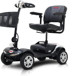 Electric Mobility Scooter for Adults and Seniors 4 Wheel Powered Mobility Scooters for Travel, Elderly – Long Range Power Extended Battery with Charger and Basket Included