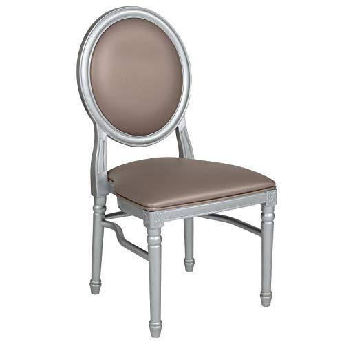 Flash Furniture 2 Pk. Hercules Series 900 lb. Capacity King Louis Chair with Taupe Vinyl Back and Seat and Silver Frame - Image 4