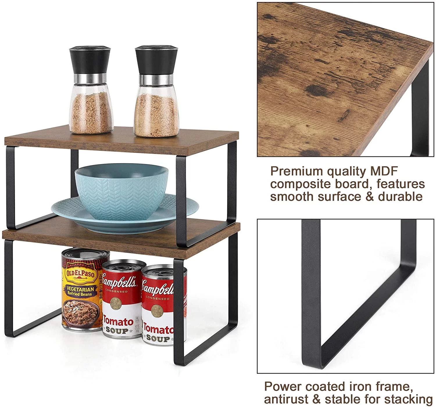2 Piece Expandable And Stackable Countertop Organizer, Free Assembly Storage Shelves For Kitchens, Cabinets - Image 3