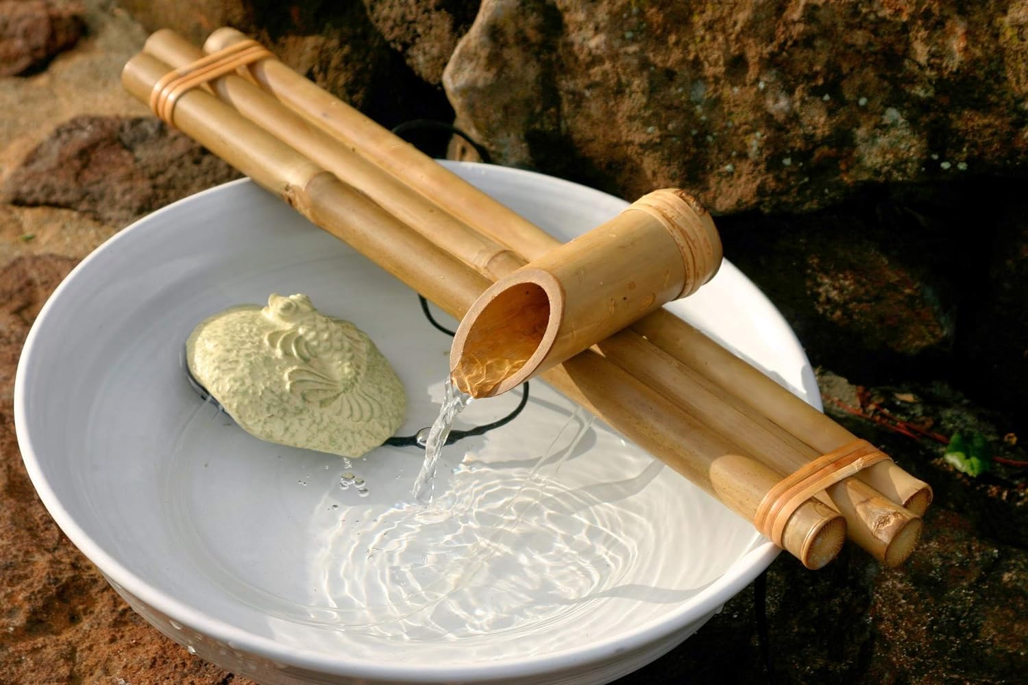 Bamboo Accents Water Fountain & Pump Kit ?C 18 inch, 3 Arm Style Split-Resistant All Natural Bamboo ?C DIY Indoor/Outdoor Zen Garden – Fits 15-30 inch Bowl (not Included) - Image 6