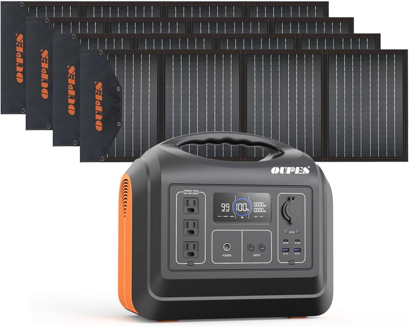 OUPES Portable Power Station 1800W, Solar Generator 1488Wh (465000 mAh) LiFePO4 Battery Backup with 120V (4000W Peak) AC Outlets, 4000+ Cycle Emergency Power Generator for Home Use, Camping - Image 2