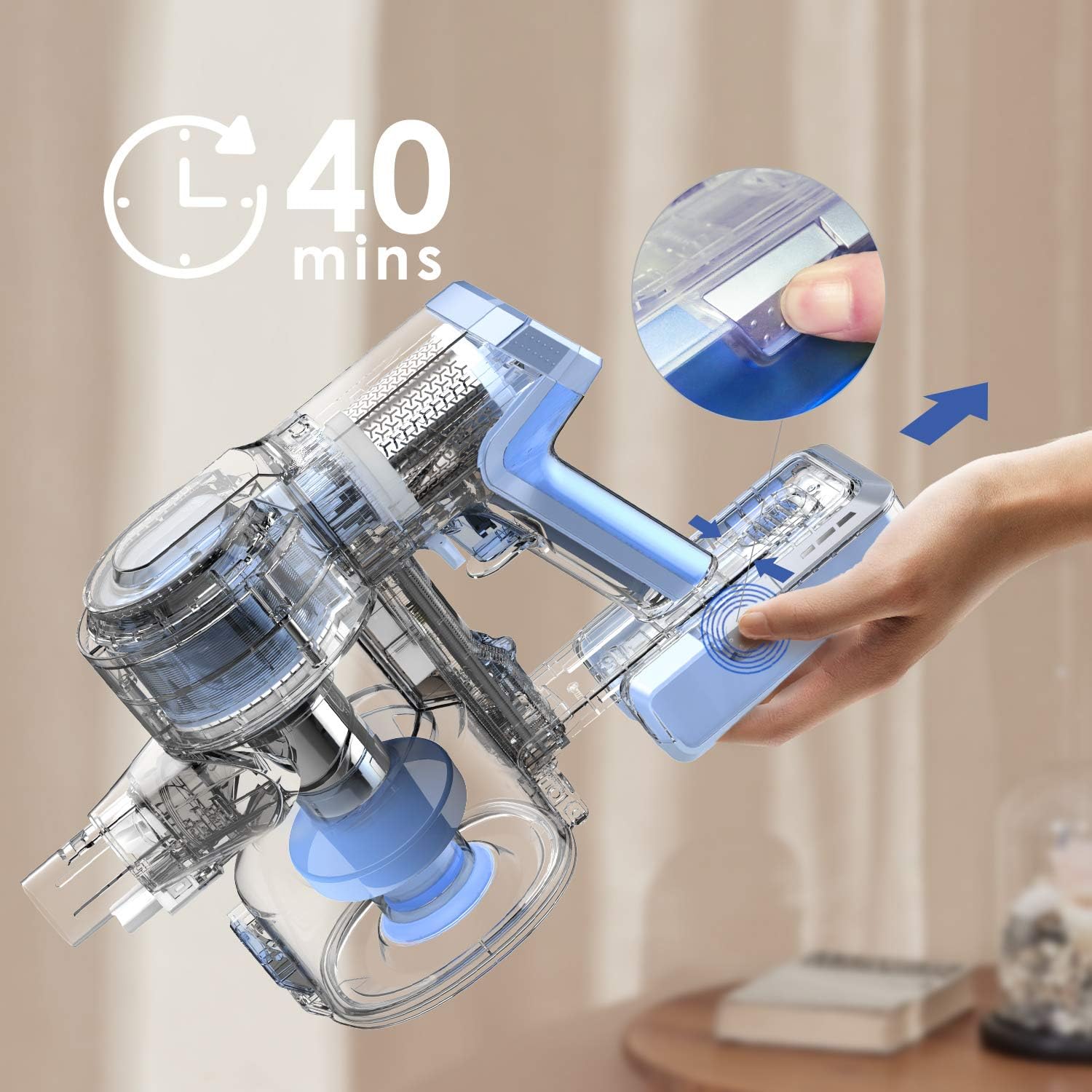 Tineco A11 Hero Cordless Lightweight Stick/Handheld Vacuum Cleaner, 450W Motor for Ultra Powerful Suction for Carpet, Hard Floor & Pet - Image 4