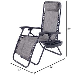 Alternative view of BTEXPERT Adjustable Steel Mesh Zero Gravity Lounge Chairs Outdoor Patio Recliner Beach Yard Garden with Pillow Utility Tray Cup Holder Gray Case Pack (Set of 2 pcs), Two Piece, Grey