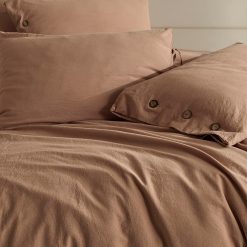 Alternative view of Monarch Duvet Cover Set Coffee with Milk 100% Washed Cotton Linen Super Soft Comfortable Chic Lightweight 5 Piece Set 2 Pillow Sham 2 Pillow Case 1 Quilt Cover Home Bedding Set King Size US